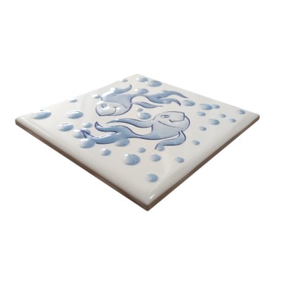 Azulejo Antigo Cerâmico 10x10cm Decor Peixes Branco para Ambientes Internos, Externos e Piscinas - Eliane