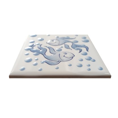 Azulejo Antigo Cerâmico 10x10cm Decor Peixes Branco para Ambientes Internos, Externos e Piscinas - Eliane
