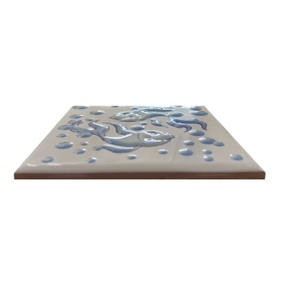Azulejo Antigo Cerâmico 10x10cm Decor Peixes Branco para Ambientes Internos, Externos e Piscinas - Eliane