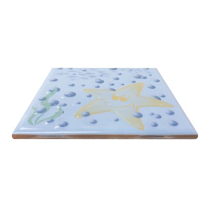 Azulejo Antigo Cerâmico 10x10cm D Estrela do mar Laguna, para Ambientes Internos, Externos e Piscinas- Eliane