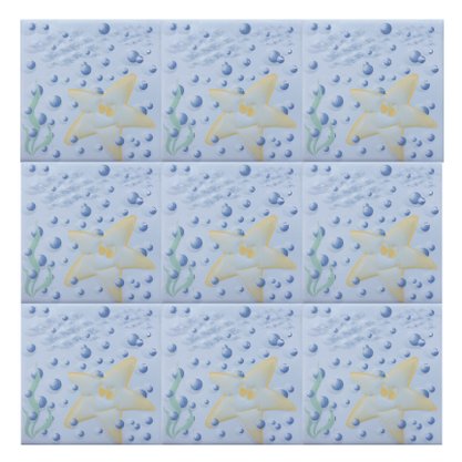 Azulejo Antigo Cerâmico 10x10cm D Estrela do mar Laguna, para Ambientes Internos, Externos e Piscinas- Eliane
