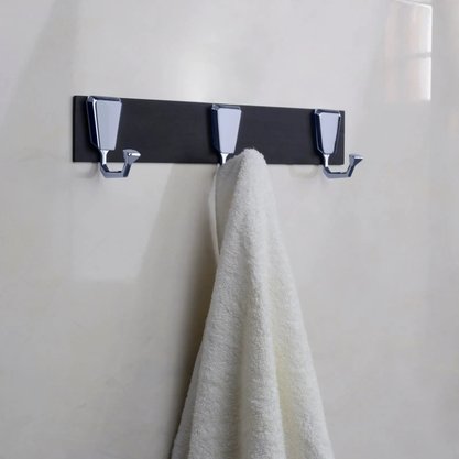 Cabide 3 Ganchos PR4280 Preto Cromado - Ducon