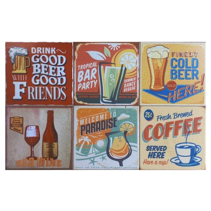Kit Azulejo Decorativo Drink com 12 Unidades - Gabriella
