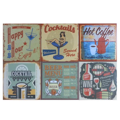 Kit Azulejo Decorativo Drink com 12 Unidades - Gabriella