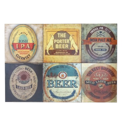 Kit Azulejo Decorativo Beer com 12 Unidades - Gabriella