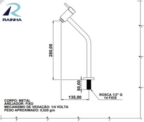 RAINHA 91062 C65 TOREIRA LAVATÓRIO NOBRE 27CM BANC.PRETO FOSCO