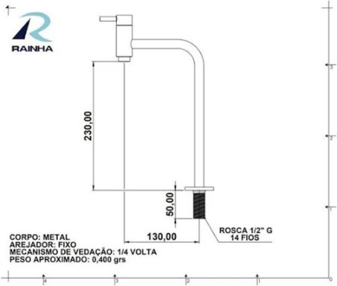 1564 TORNEIRA C65 NOBRE SOFT 23CM BANCADA 1/4 VOLTA - RAINHA