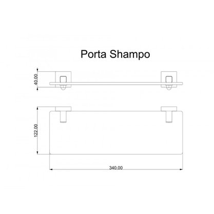 Porta Shampoo Inox Square SQ12015 Cromo - Ducon