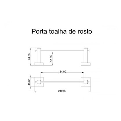 Porta Toalha De Rosto Inox Square SQ12040 Cromo - Ducon