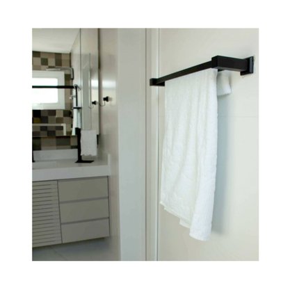 Porta Toalha De Banho Inox Square SQ12530 Preto - Ducon