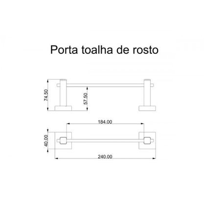 Porta Toalha De Rosto Inox Square SQ12440 Rose Gold - Ducon