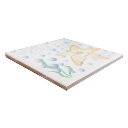 Azulejo Antigo Cerâmico Estrela Mar Branco 10x10cm - Eliane