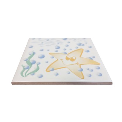 Azulejo Antigo Cerâmico Estrela Mar Branco 10x10cm - Eliane
