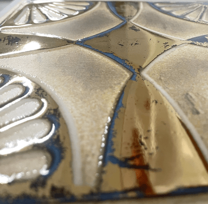 AZULEJO DECORATIVO ORNATO OURO - CEUSA - 21X21 CENTÍMETROS
