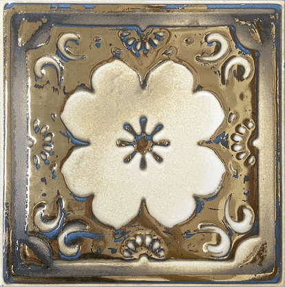 AZULEJO DECORATIVO ORNATO OURO - CEUSA - 21X21 CENTÍMETROS