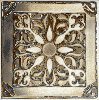 AZULEJO DECORATIVO ORNATO OURO - CEUSA - 21X21 CENTÍMETROS