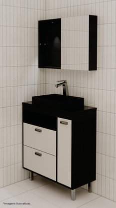 CONJUNTO DE MÓVEIS BOSCONE 80 CENTIMETROS PRETO - CGC MÓVEIS