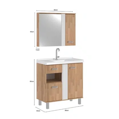 CONJUNTO DE MÓVEIS DAKOTA 80 BRANCO/PARQUET - BERTON