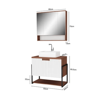 CONJUNTO NEW CUBE CINAMOMO/BR FRISADO c/ ESPELHO 03 PORTAS - BERTON