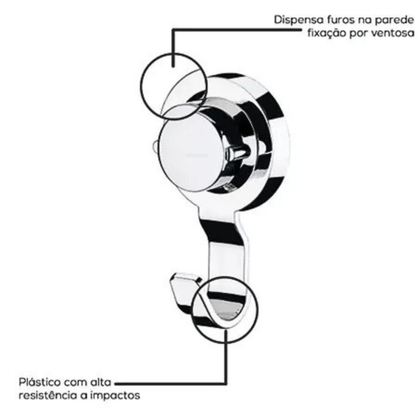 GANCHO 4054 MULTIUSO COM VENTOSA CROMADO - FUTURE - PAREDE