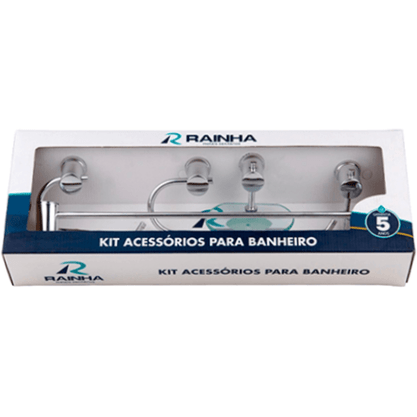 KIT ACESSORIOS PARA BANHEIRO NAPOLI POLIDO - RAINHA - CROMADO
