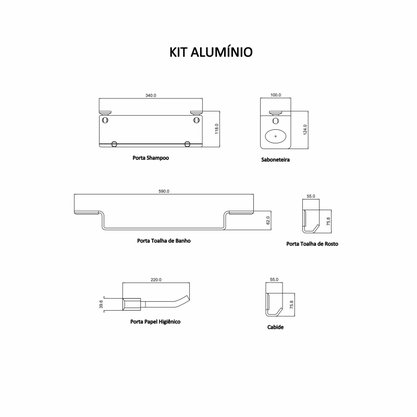 Kit Alumínio Escovado com Verniz Cromado CL3000 - Ducon