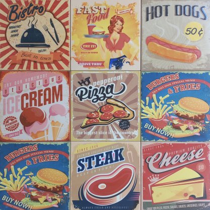 Kit Azulejo Decorativo Fast Food com 12 Unidades - Gabriella