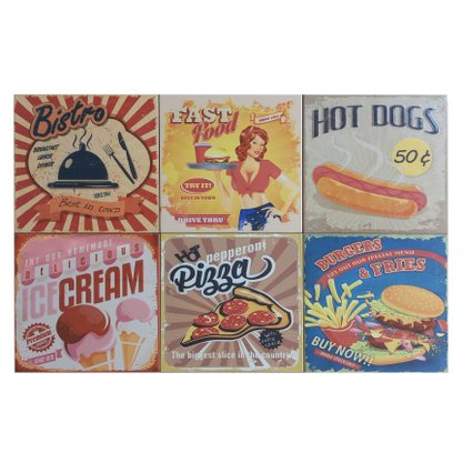 Kit Azulejo Decorativo Fast Food com 12 Unidades - Gabriella