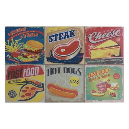 Kit Azulejo Decorativo Fast Food com 12 Unidades - Gabriella