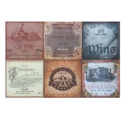 Kit Azulejo Decorativo Wine com 12 Unidades - Gabriella