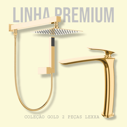 Kit/Combo Gold 2 Peças Chuveiro e Misturador Lexxa