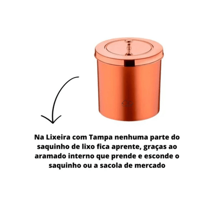 LIXEIRA ROSE GOLD COM TAMPA 552RG 5 LITROS - FUTURE -