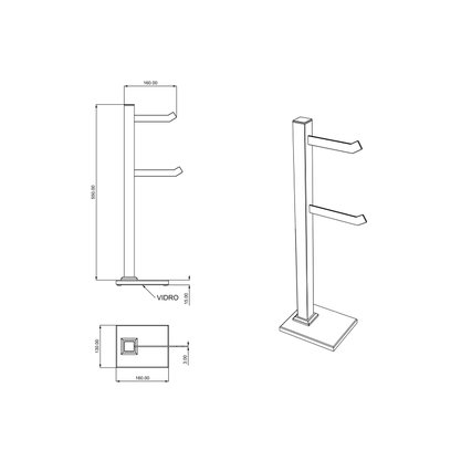 Papeleira Chão pr4071 Dupla Inox Vidro Incolor  - Ducon