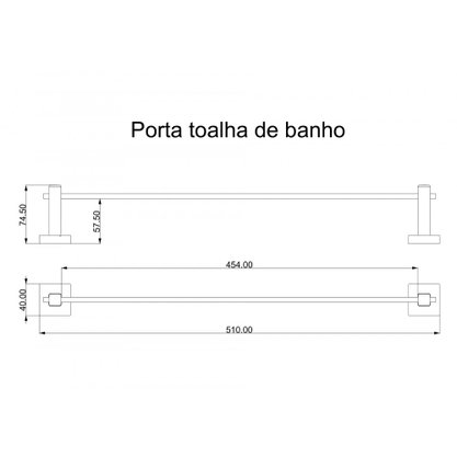 Porta Toalha De Banho Inox Square SQ12430 Rose Gold - Ducon