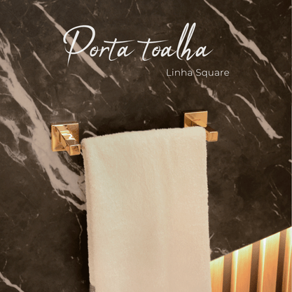 Porta Toalha De Rosto Inox Square SQ12140 Gold - Ducon