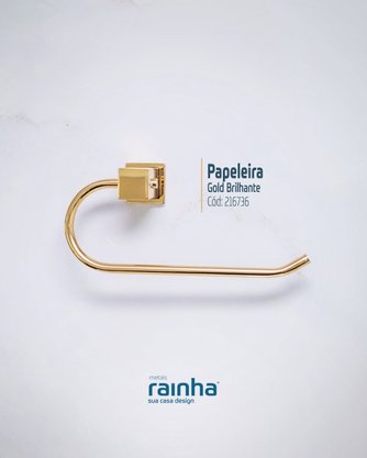 RAINHA PAPELEIRA SEMI LUXO SQUARE (GOLD BRILHANTE) INOX -