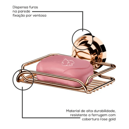 SABONETEIRA 4053RG COM VENTOSA ROSE GOLD - FUTURE - BANHEIRO