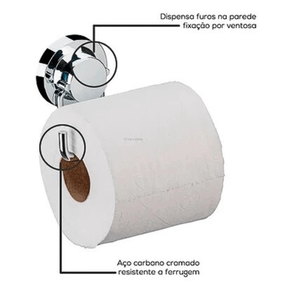 SUPORTE 4055 PARA PAPEL COM VENTOSA CROMADO - FUTURE - PAREDE