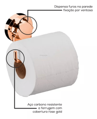 SUPORTE 4055RG PARA PAPEL COM VENTOSA ROSE GOLD - FUTURE