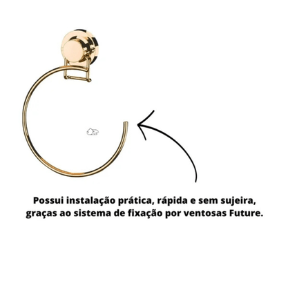 TOALHEIRO 4057RG ARGOLA 18CM COM VENTOSA ROSE GOLD - FUTURE