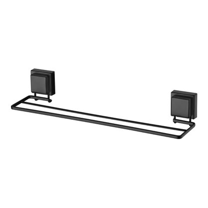 TOALHEIRO DUPLO COM VENTOSA 8054PT 45CM PRETO FOSCO - FUTURE