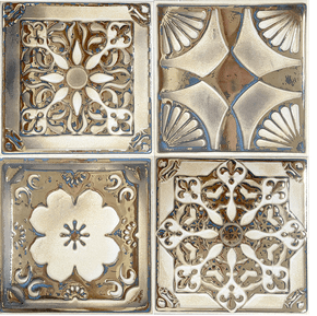 AZULEJO DECORATIVO ORNATO OURO - CEUSA - 21X21 CENTÍMETROS