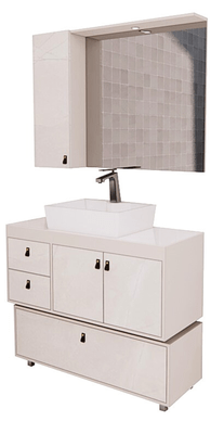 CONJUNTO ASSAGO 80CM CINZA COBALTO/QUARTZO - CGC MÓVEIS