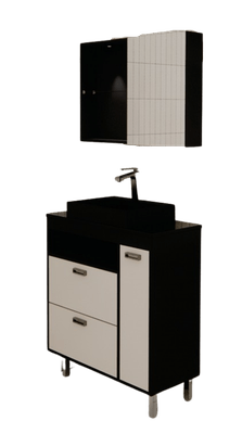 CONJUNTO DE MÓVEIS BOSCONE 80 CENTIMETROS PRETO - CGC MÓVEIS