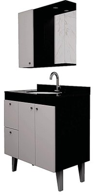 CONJUNTO DE MÓVEIS  NAPOLI 80 PRETO CINZA COBALTO - CGC MÓVEIS