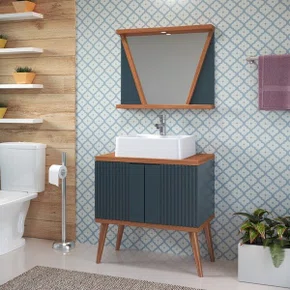 CONJUNTO DE MÓVEIS SLIM 80CM AZUL PETRÓLEO - BERTON