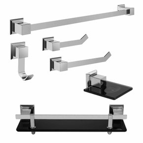 Kit 06 Peças PR4000 Inox Vidro Preto - Ducon