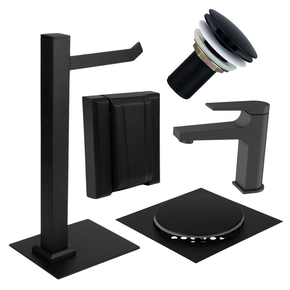 Kit/Combo Black Matte 5 Peças Para Banheiro