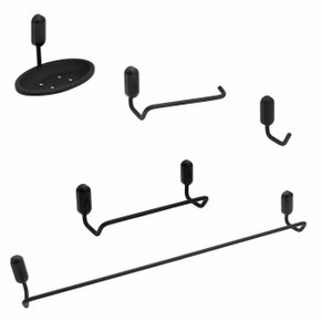 Kit de Acessórios para Banheiro 5 Peças Black Matte LF9901 - Ducon