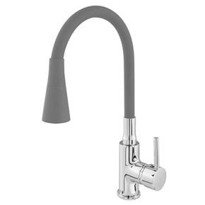 TORNEIRA MONOCOMANDO SLIM CANO FLEXIVEL CINZA DUPLA FUNÇÃO - RAINHA METAIS